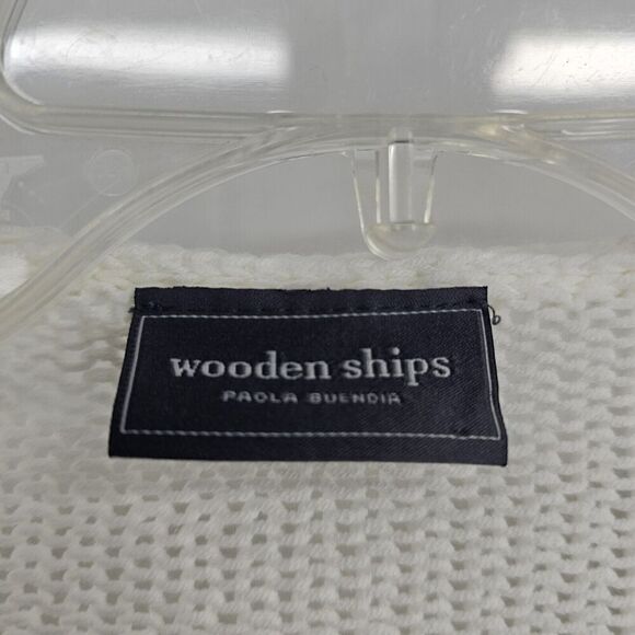 Wooden Ships Breaker Mini Stars V-Neck Cotton Sweater Women's Size S/M - Picture 4 of 6